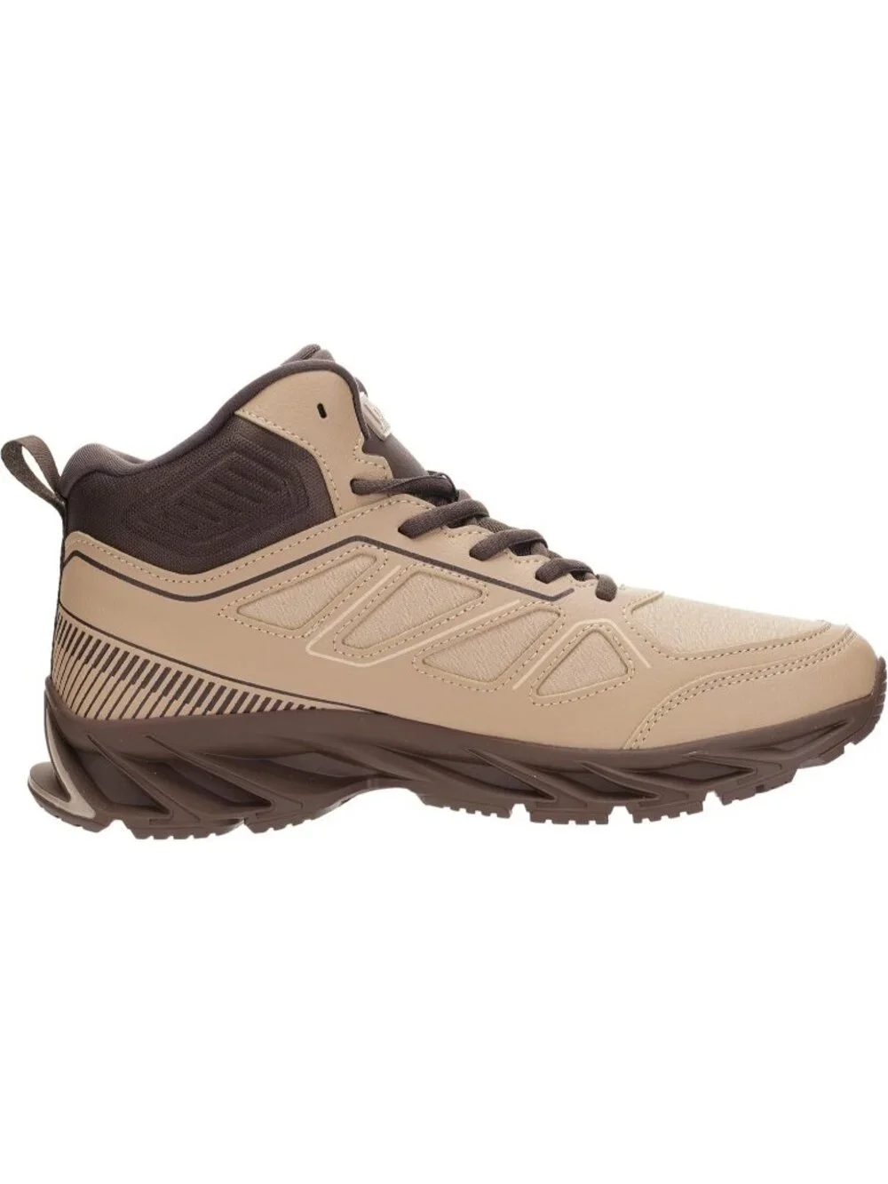 Joomra Mens Khaki Brown Rubber Leather High Top Athletic Inspire Lace Up Sneaker